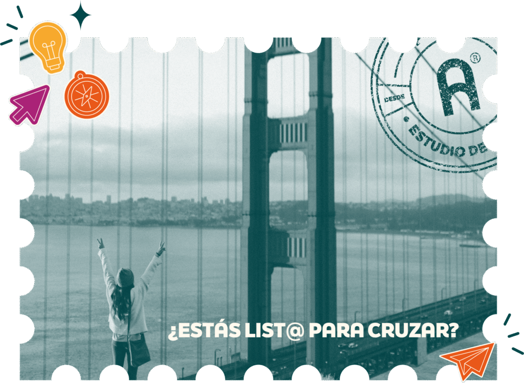 Estampilla puente con stickers y frase